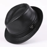 Genuine Leather Cowhide Short Brim Black/Brown Hat
