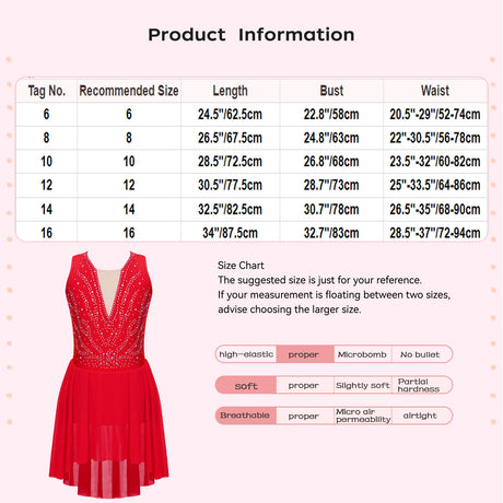 Girls Rhinestone Modern Contemporary Dance Ballet Dress Leotard Costume