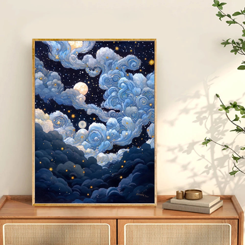 Starry  Night Sky Cloudscape Diamond Painting Kits Full Diamond Mosaic DIY Craft