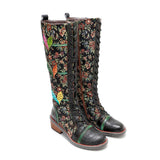 Marlow's Sheepskin Leather Lace Up Knee High Boots