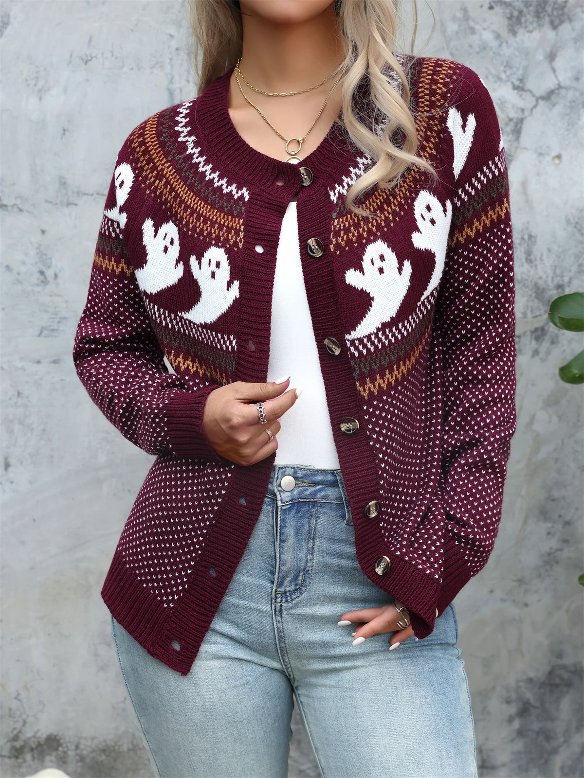 Halloween Ghosts Pumpkin Spice Cardigan