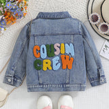 Cousin Crew and Sisters Letter Printed Denim Jackets for Girls