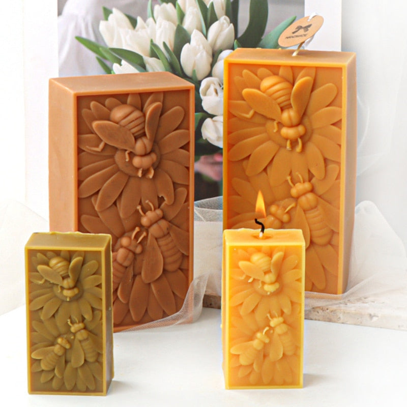 Bee Flower Silicone Mould DIY Soap Resin Baking Plaster Candle Making Moulds