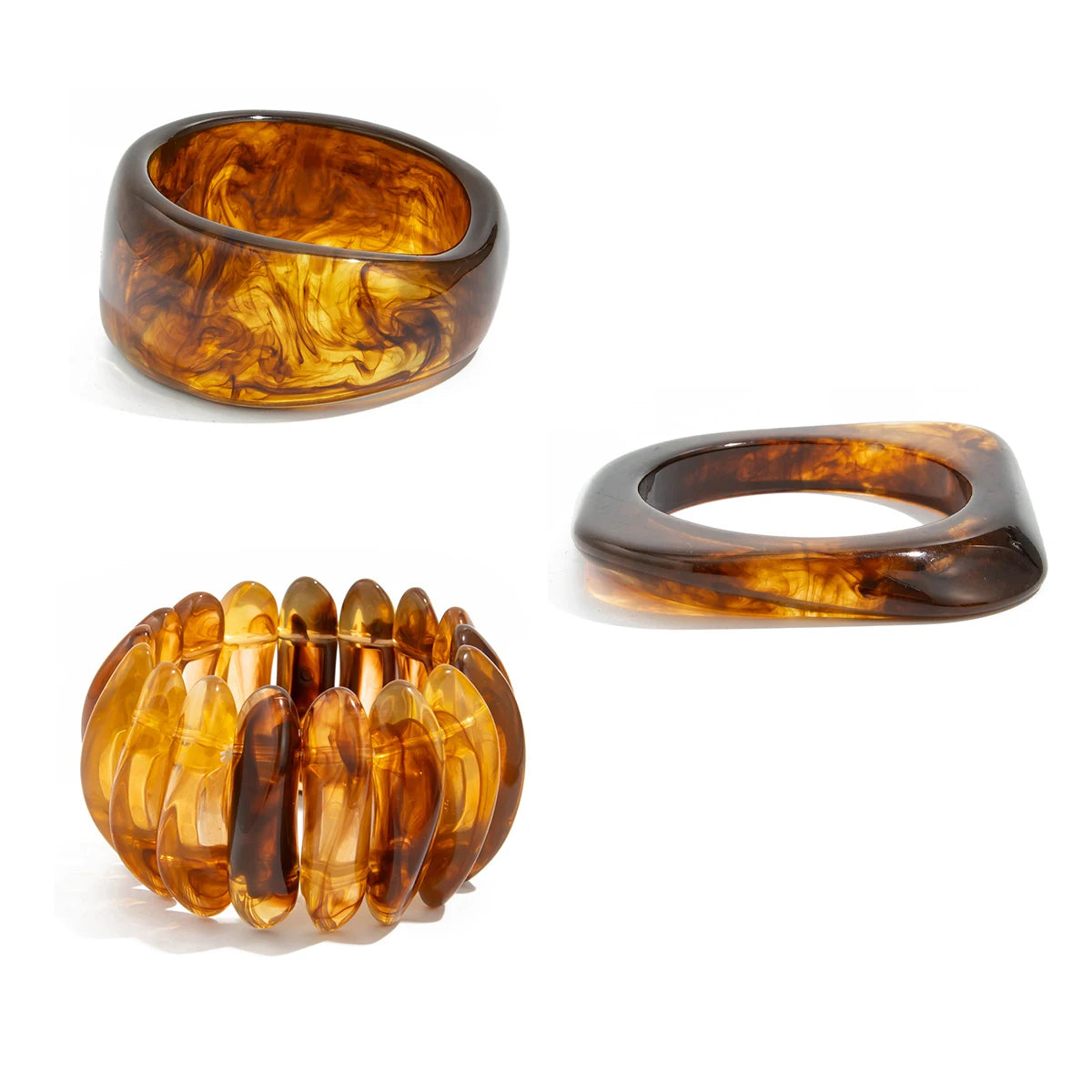 3 Styles Resin Acrylic Bangles Wide Bracelets