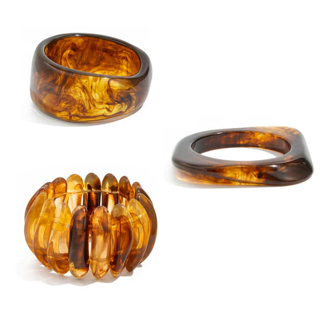3 Styles Resin Acrylic Bangles Wide Bracelets