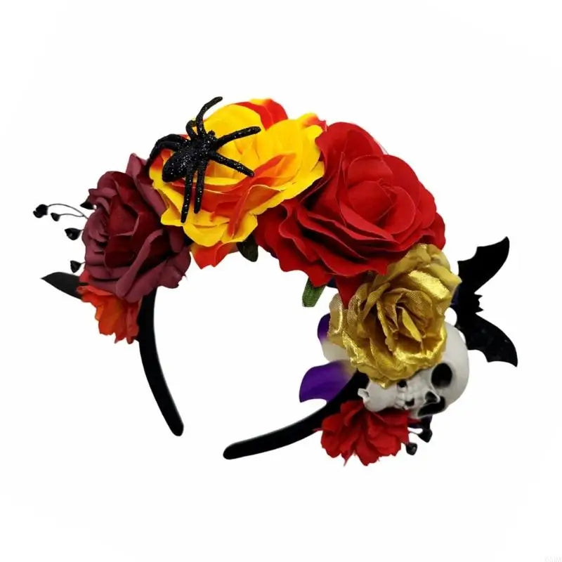 Skull Bat Roses Halloween Theme Flower Hairband