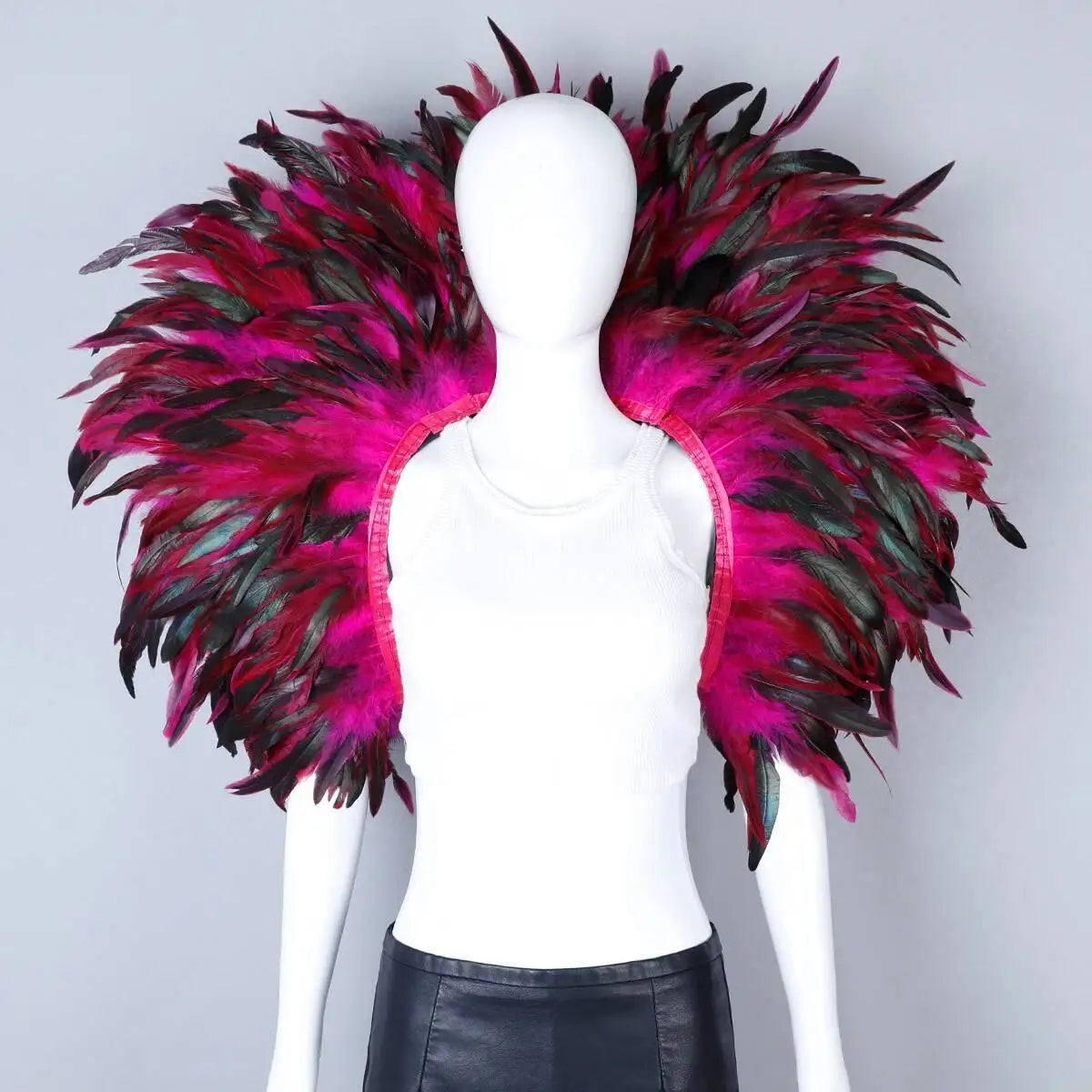 Rainbow Carnival Feather Cape Collar Shrug Mardi Gras Festival Wear