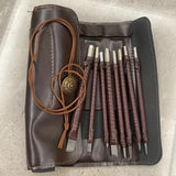 ‌8pcs Tungsten Steel Carving Chisels Set - Leather Handle & Bag for Stone/Wood/Metal Engraving