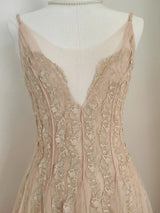 Sylvie's French Lace Embroidered Mesh Evening Dress
