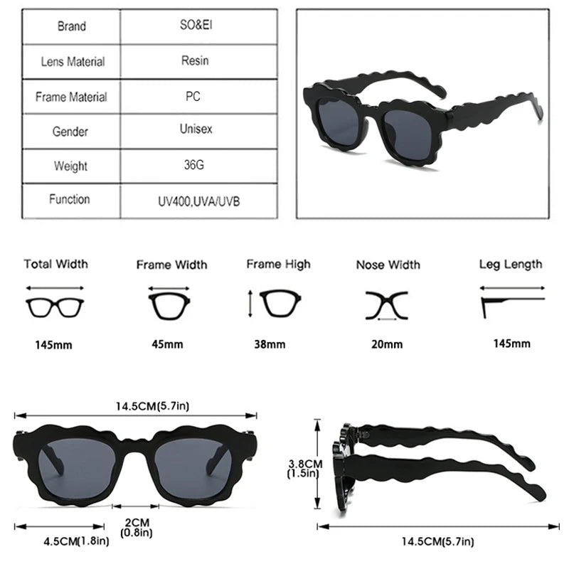 Lucy's Square Jelly Sunglasses Gradient Shades UV400