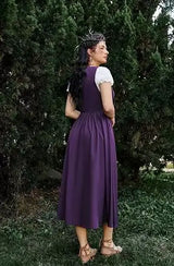 Medieval Cosplay Costume Women Two Layer Lace Up Bodice Dress
