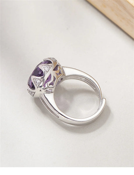Nymphaea's Jewel S925 Sterling Silver Ring Natural Amethyst Morganite Zircon