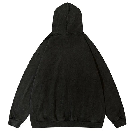 Fangs Ripped Patch Mens Hoodie Sweatshirt Y2K Grunge Hooded Streetwear