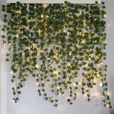 2/5/10M Silk Leaves Fake Creeper Green Leaf Ivy Vine LED String Lights Artificial Plants Decor