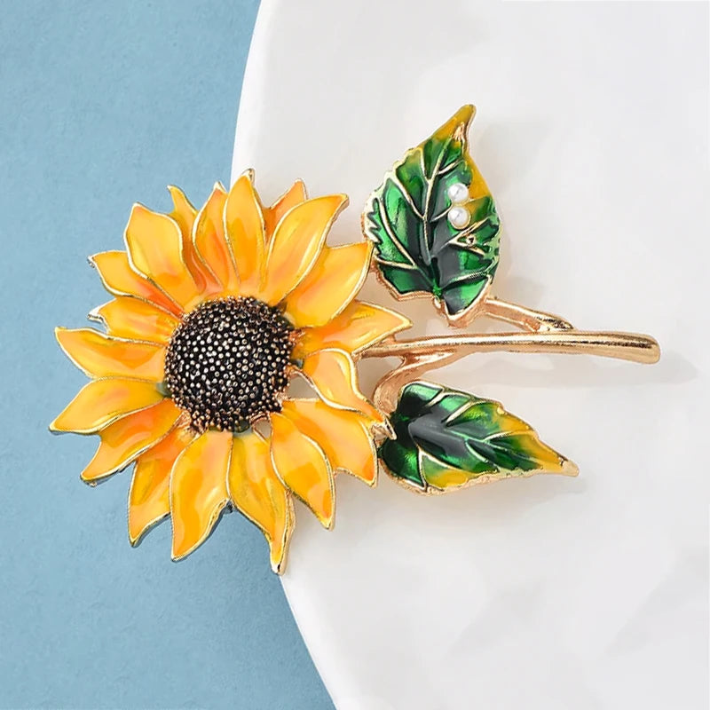 Sunflower Enamel Brooch