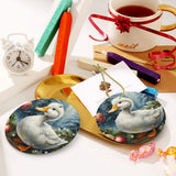 White Duckling Ceramic Christmas Round Ornament