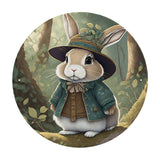 Sweet Woodland Bunny Round Steel Metal Wall Art Decor