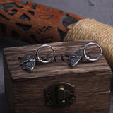 Pagan Moth Moon Phase Stainless Steel Earrings with Wooden Box