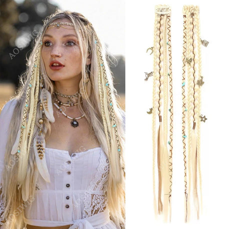 2pc Ombre Synthetic Fae Braids Hair Extensions Clip in Hairpieces