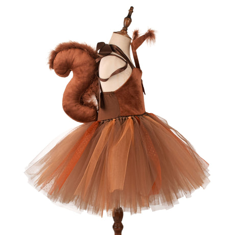 Squirrel Tutu Dress Kids Halloween Costume Ears Headband Tail Set