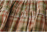 Mushroom Green Plaid Ruffle Top Y2k Goblincore