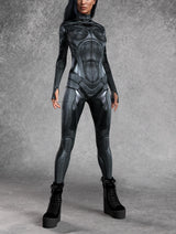 Nocturnal Enigma CyberPunk Armour Bodycon Jumpsuit Cosplay Costume Halloween Festival Fit Zentai Suit