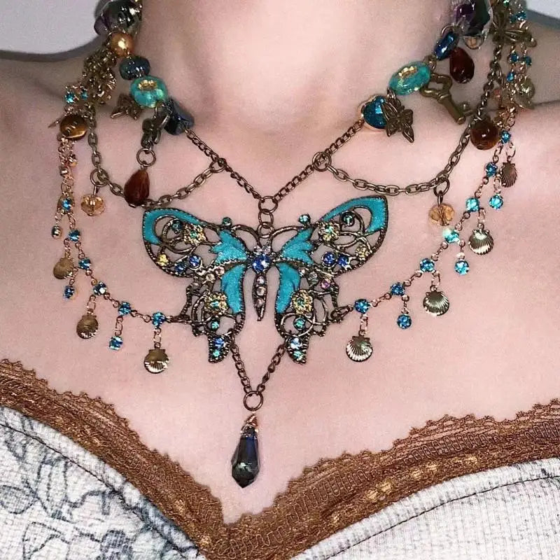 Belly Dancer's Butterfly Tassel Necklace or Belly Chain