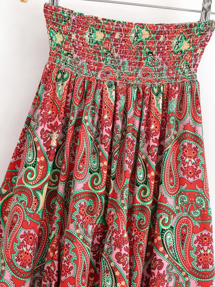 Nahlia's Wild Floral Print High Low Beach Boho Skirt