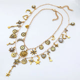 Celestial Charm Sun Flower Stars Moon Heart Charms Multi Layered Necklaces
