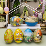 Metal Tin Easter Egg Candy Boxes Rabbit Chick Gift Box