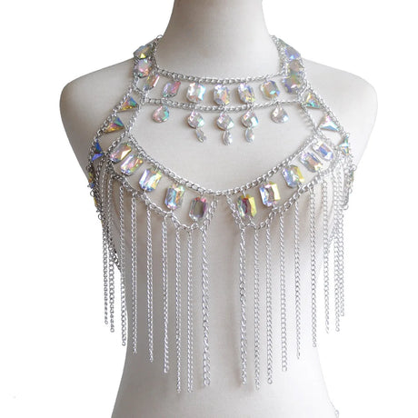 Gem Patchwork Festival Halter Tops Party Crop Top