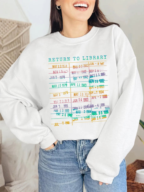 Return to Library Sweater Vintage Library Card Book Due Date Unisex Librarian Bookish Sweatshirt