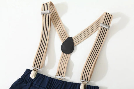 Summer Boys Shorts Suit Toddler Boys Formal Suspender Bowtie Trousers Suit 2-8 Years