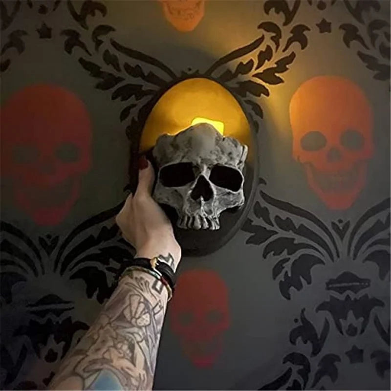 Skull Head Candle Holder Halloween Decor Wall Mounted Candle Sconce