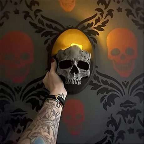 Skull Head Candle Holder Halloween Decor Wall Mounted Candle Sconce