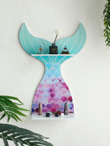 Mermaid Tail Wooden Crystal Shelf Essential Oil Display Floating Wall Shelf