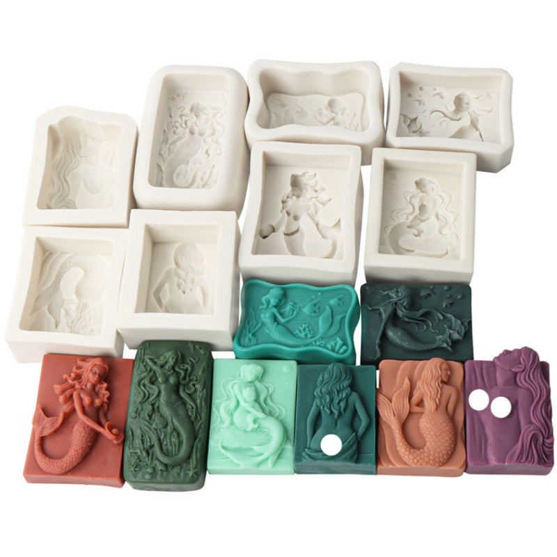 Mermaid Silicone Soap Moulds DIY Ocean Goddess Candle Resin Making Chocolate Mould