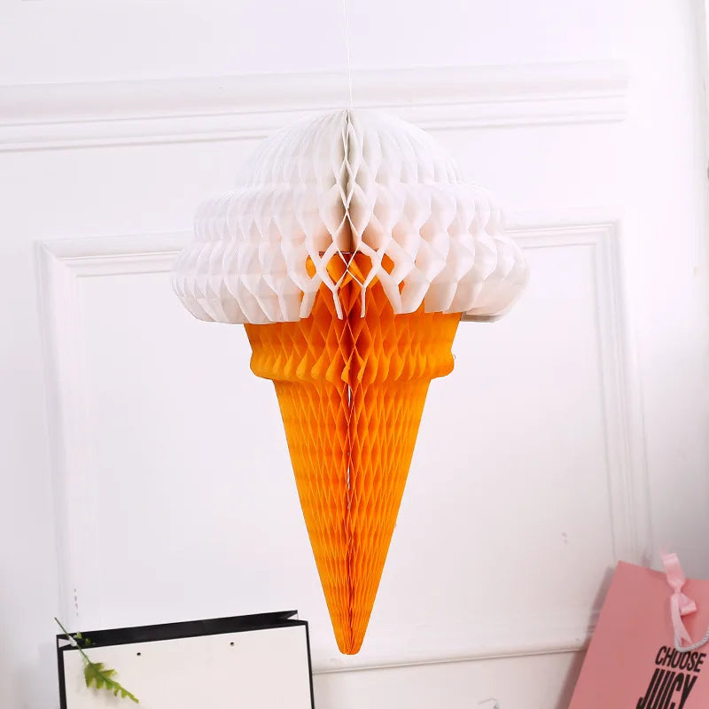 Ice Cream Honeycomb Paper Decorations