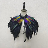 Gothic Feather Shawl Neck Collar Crow Costume Maleficent Cosplay