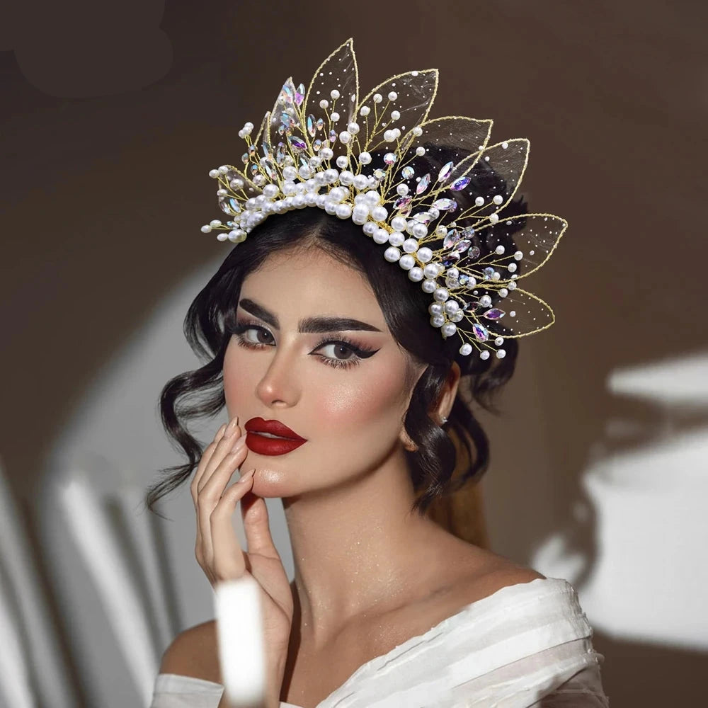 Queen Eliana's Crown Rhinestone Faux Pearls Headdress