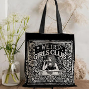 W-Weird G-Girls Club Storage Bags Double-Sided Print Canvas Tote Bag Large Capacity Shopping Bag
