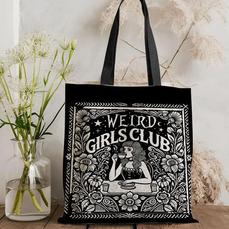 W-Weird G-Girls Club Storage Bags Double-Sided Print Canvas Tote Bag Large Capacity Shopping Bag