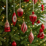 Red Christmas Tree Ornaments Shatterproof Plastic Glitter Little Bear Balls Acorn