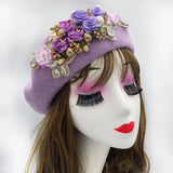 Margie's Flower Diamonte Winter Autumn Beret 10 Colours