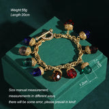 The Alchemist's Charms Multicolour Crystal Chain Bracelet 18K Gold Plated Adjustable