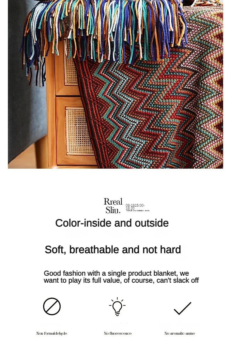 Boho Zig Zag Mexico Baja Blankets