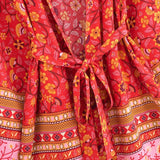 Red Flower Boho Cover Up Kimono