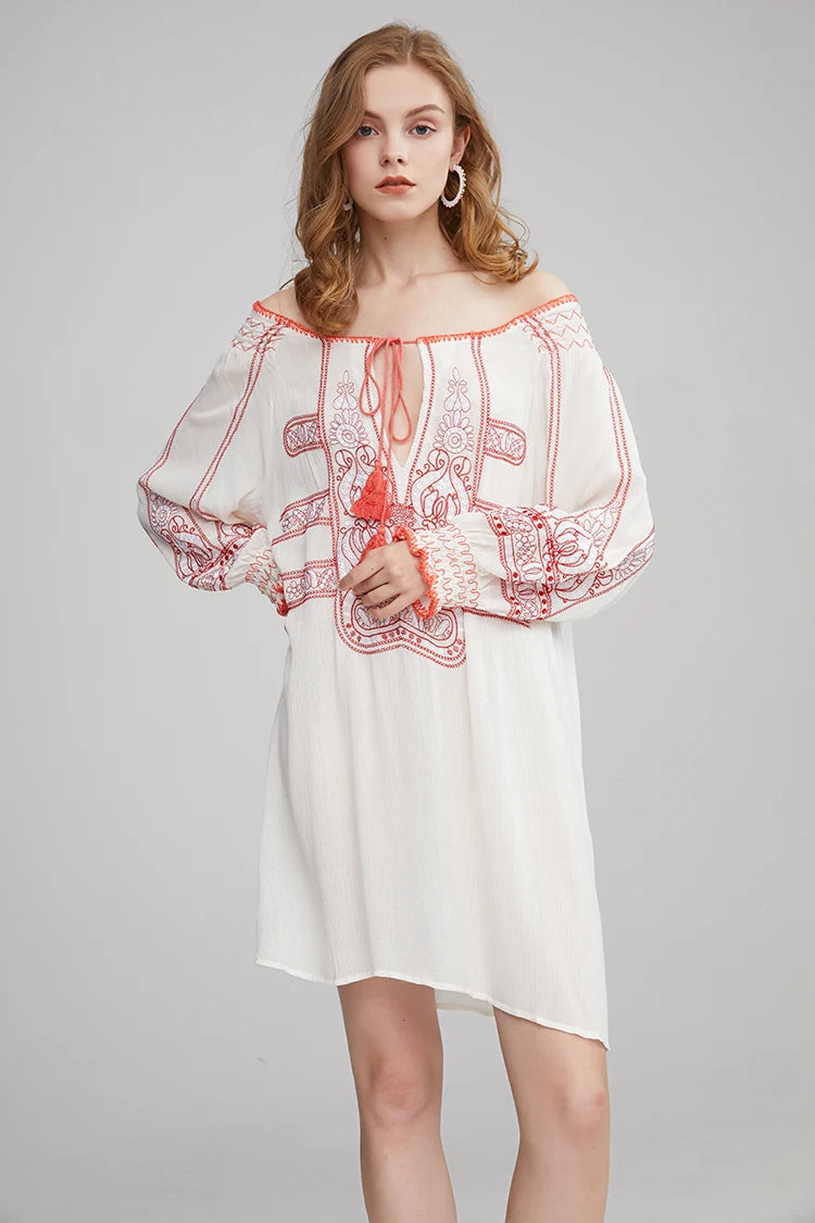 Mirai's Embroidered Boho Dress
