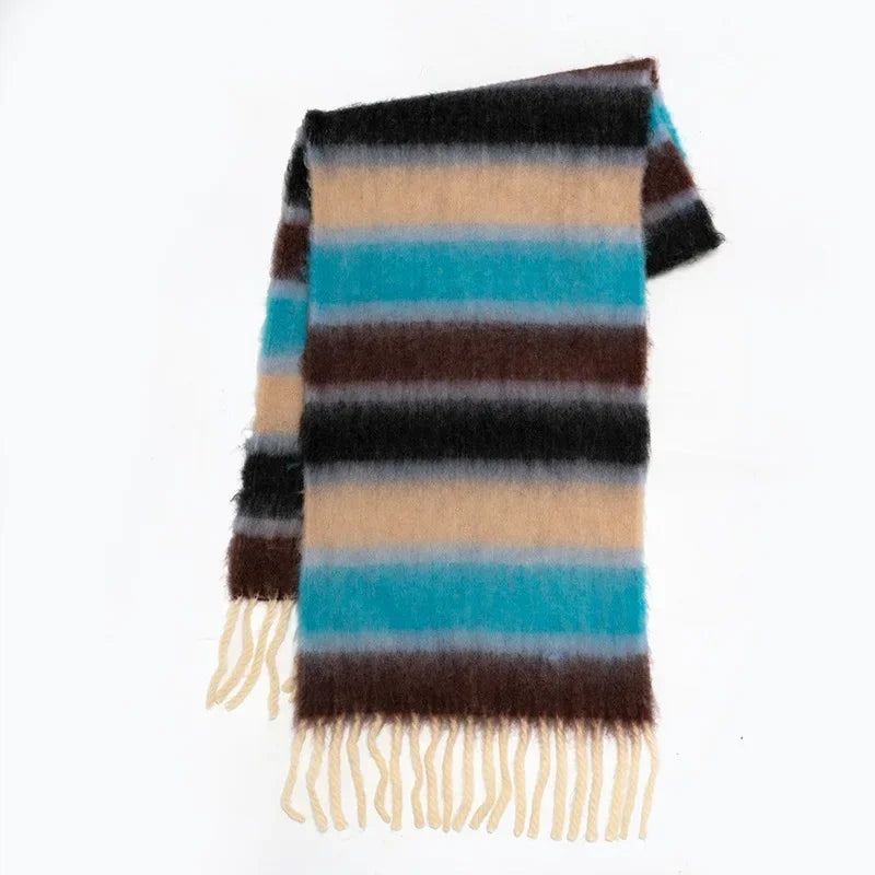 Rainbow Striped Mohair Scarf
