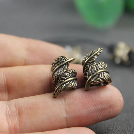 Feather Curls Brass Paracord Beads Lanyard Dreadlock Beard Bead